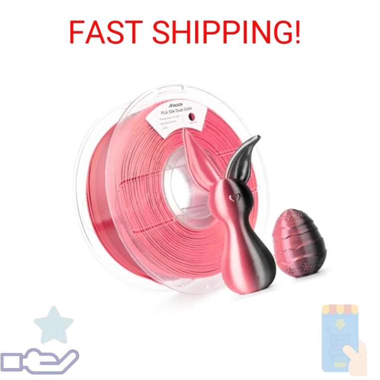 AMOLEN Silk PLA 3D Printer Filament, Dual Color Pink Black PLA 1.75mm, Shiny