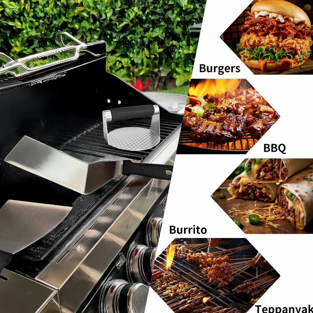 8 Pcs Smash Burger Press Kit - Burger Press, 3 in 1 Patty Maker, Hamburger Spatu...