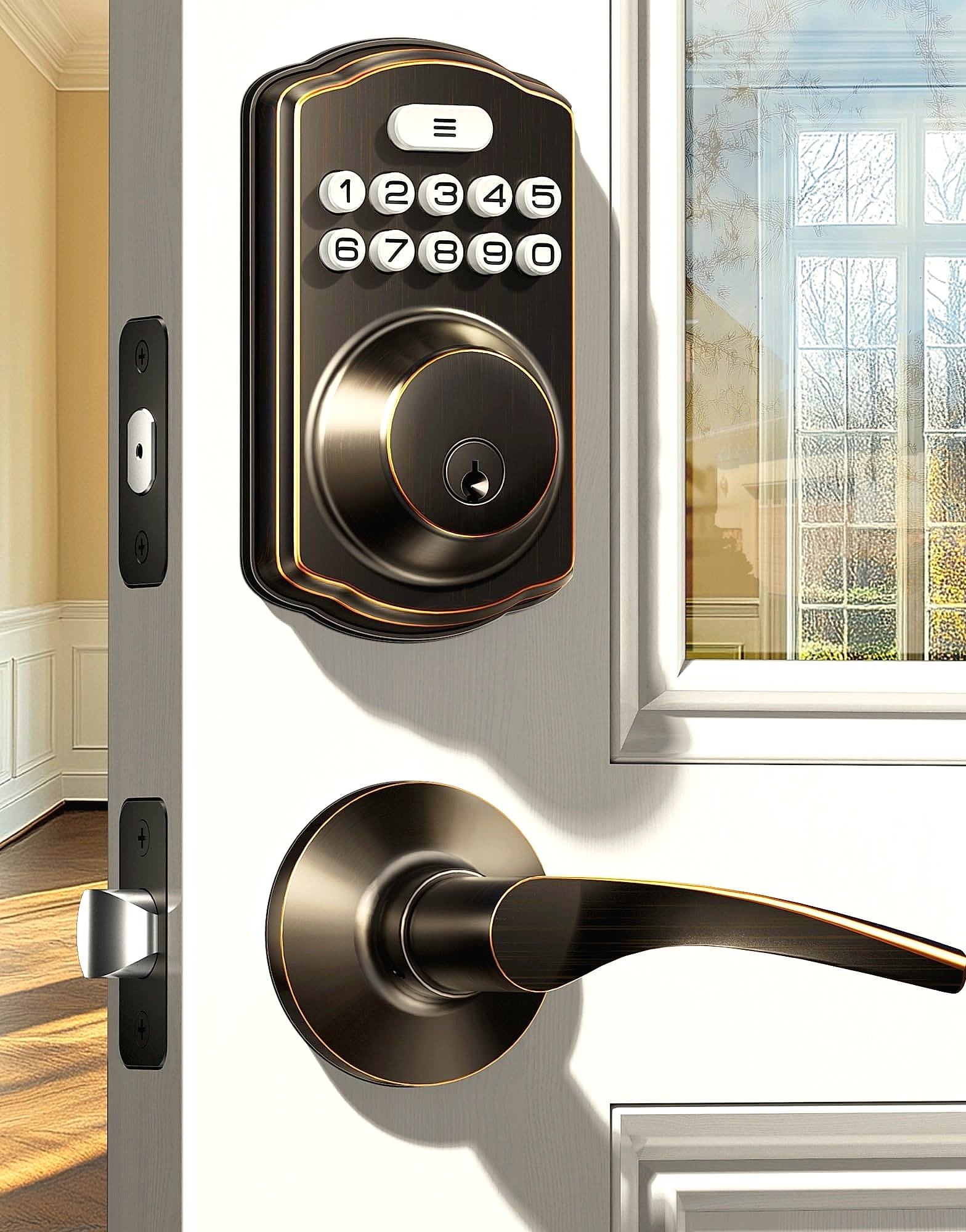 Veise Keyless Entry Door Lock with Lever Handles Digital Deadbolt