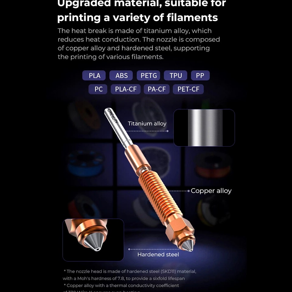 Quick-Swap 3D Printer Nozzle Kit, Copper Alloy Nozzles for K1C/Ender-3 V3/Plus