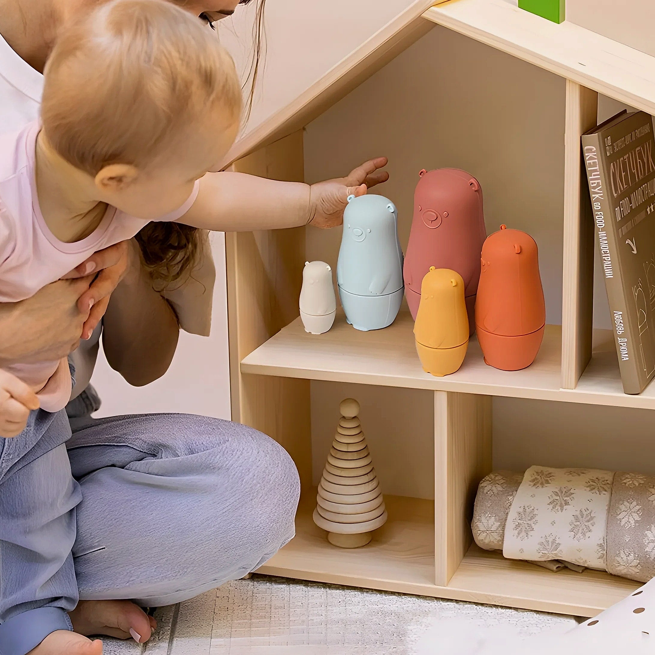 5-Piece Silicone Stacking Puzzle Nesting Toys for Babies