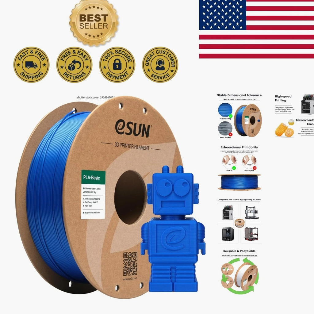 1KG PLA Filament 1.75mm - Blue for High-Speed & Precision 3D Printing