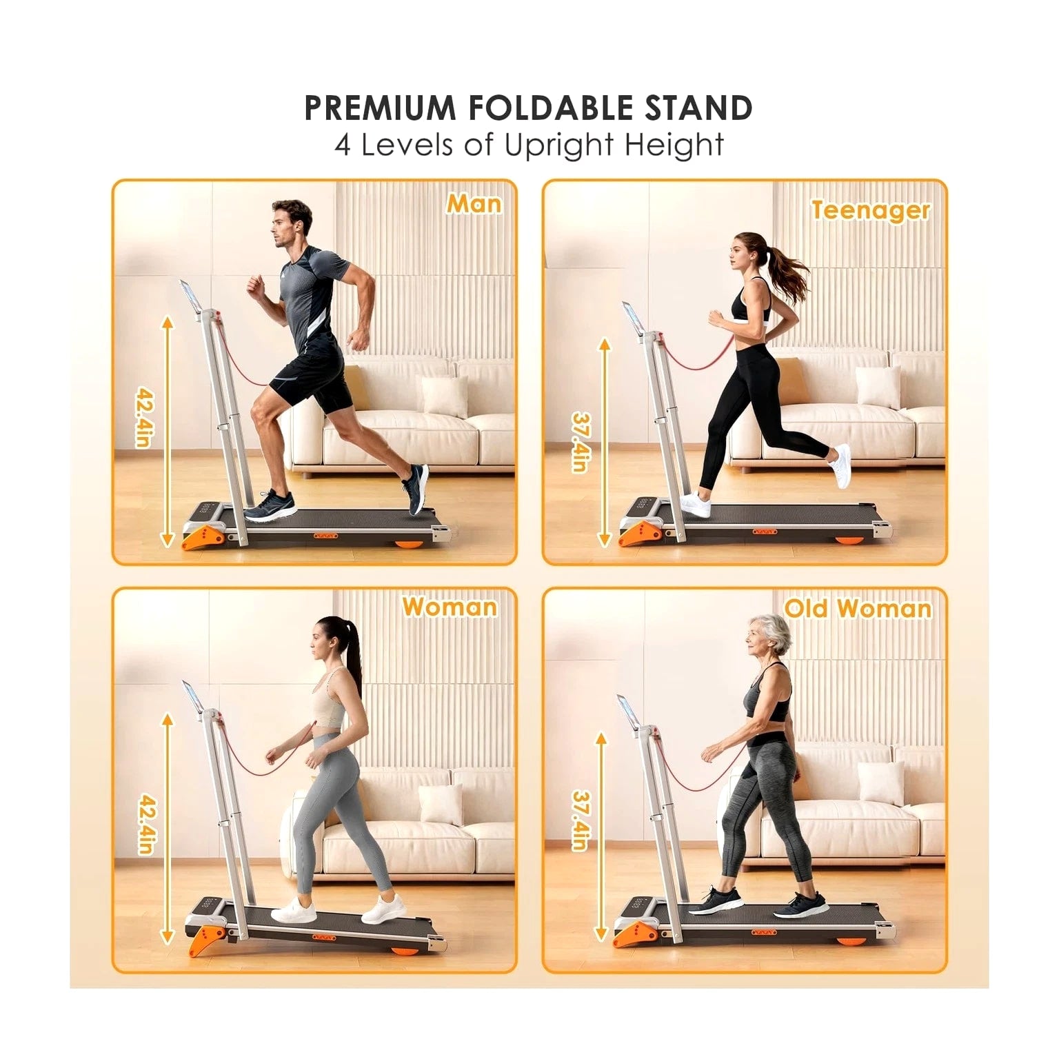 Walking Pad with Incline - Portable Treadmill with Handle Bar for Home Office U...