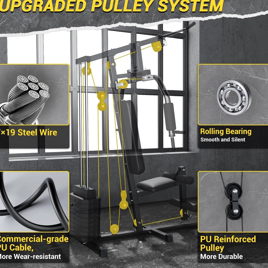 GarveeLife Home Gym Machine 100 LBS Weight Stack Multifunctional Workout