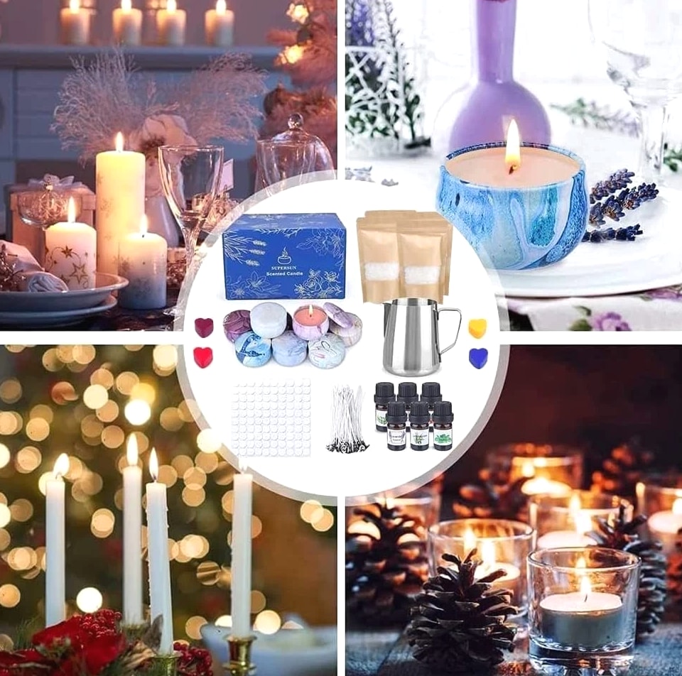 Candle Making Kit DIY Gift for Kids, Mom, Beginners - Beeswax, Essential Oils, Dyes