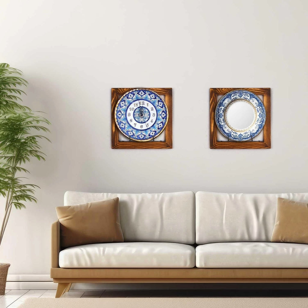 Yalikop 2 Set Plate Hangers, Wall Mounted Wooden Plate Display Holders, Rusti...