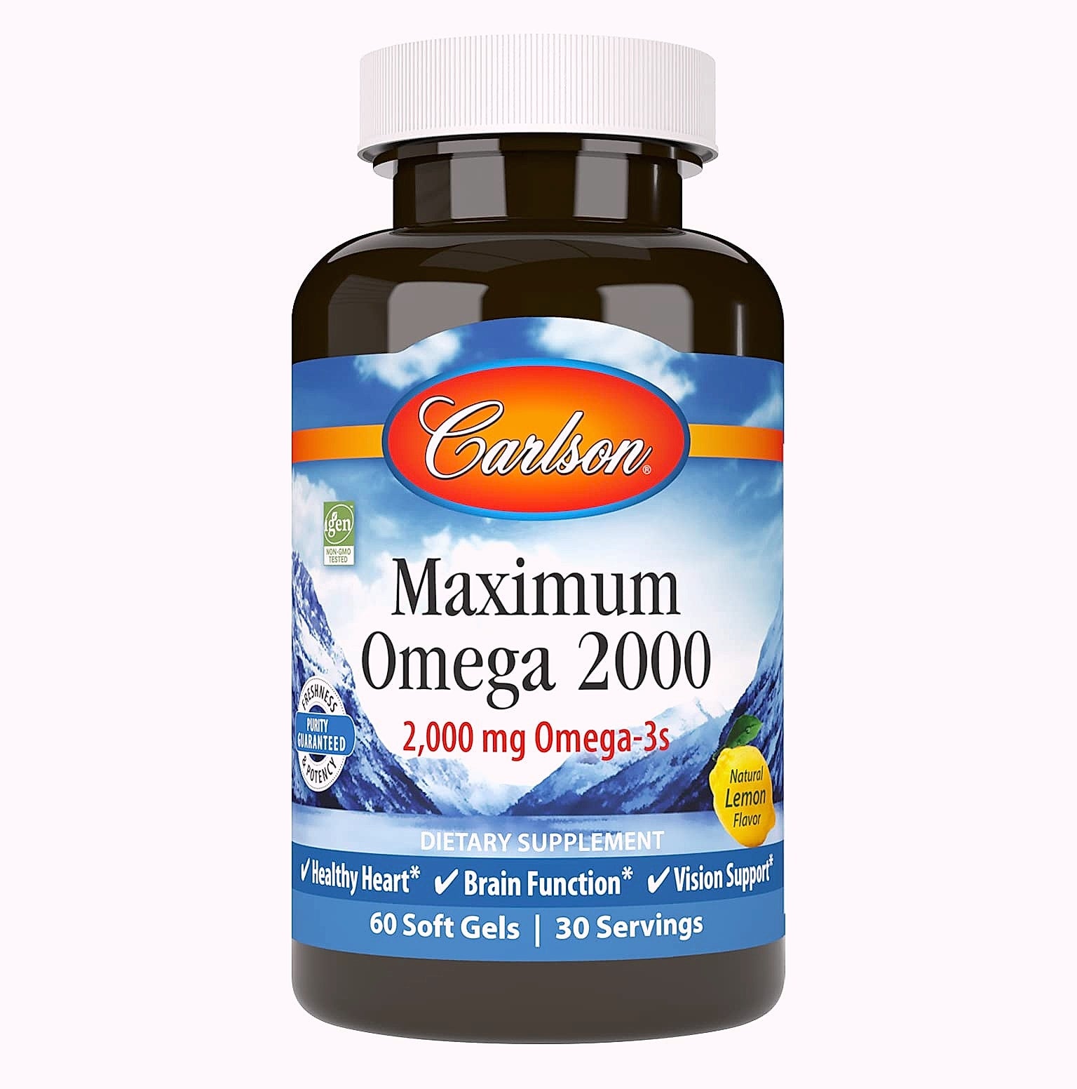 Carlson Maximum Omega 2000 mg Fish Oil Supplement, 60 Softgels
