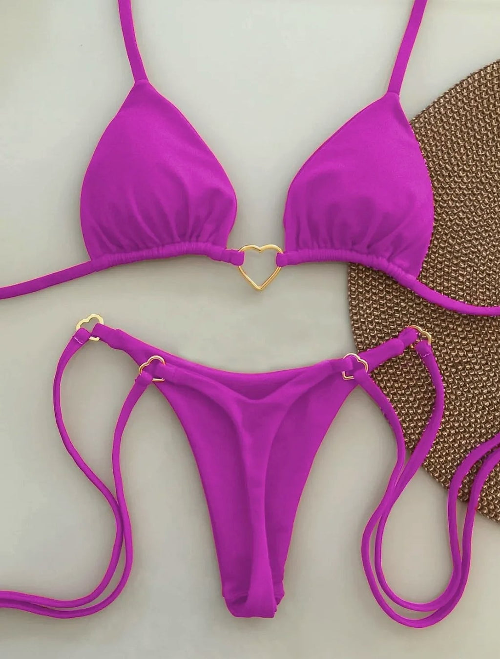 Women's White Solid Color Bikini Two-Piece Swimsuit