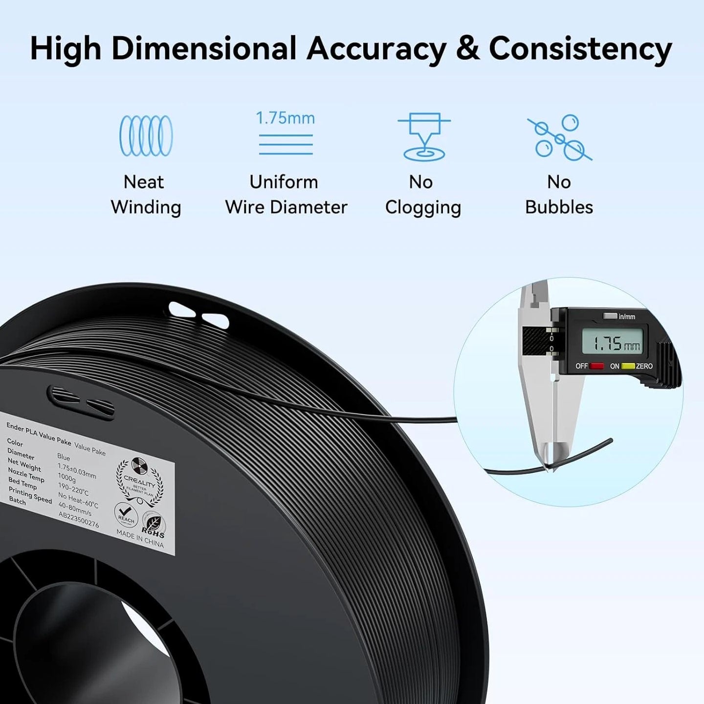 2Kg Black & White PLA 1.75Mm Filament Bundle for 3D Printing with No-Tangle Sp