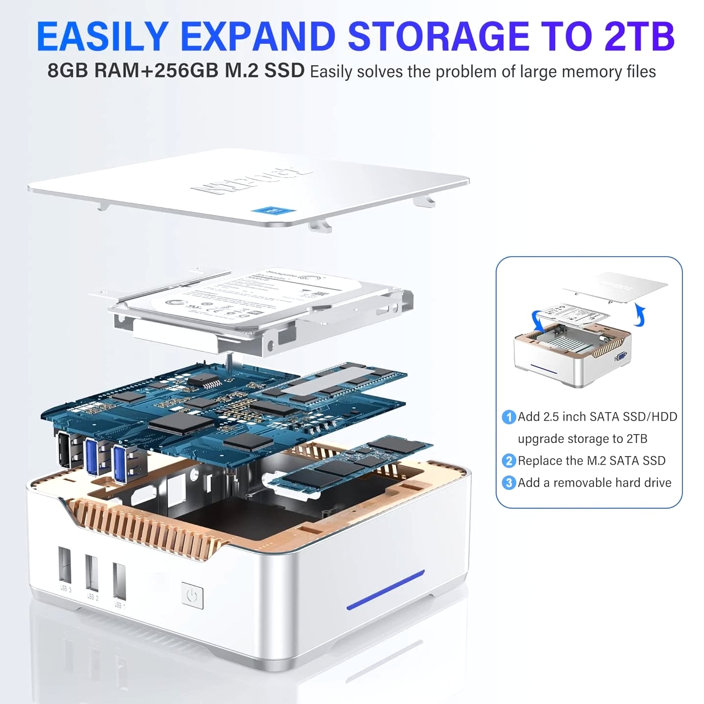 NiPoGi Mini PC Intel Alder Lake-N95 12th (up to 3.4GHz), 8GB RAM 256GB M.2 SSD