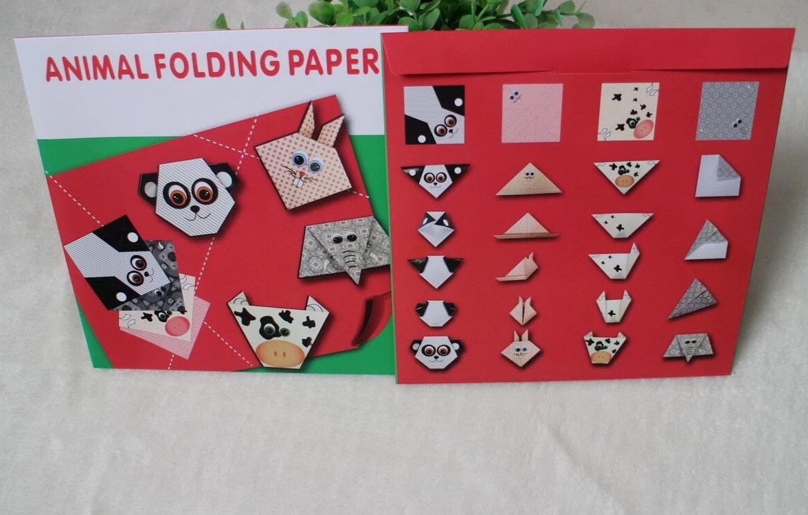 4 Sets Origami Folding Paper DIY Instructional Animal Craft Paper 4 Patterns