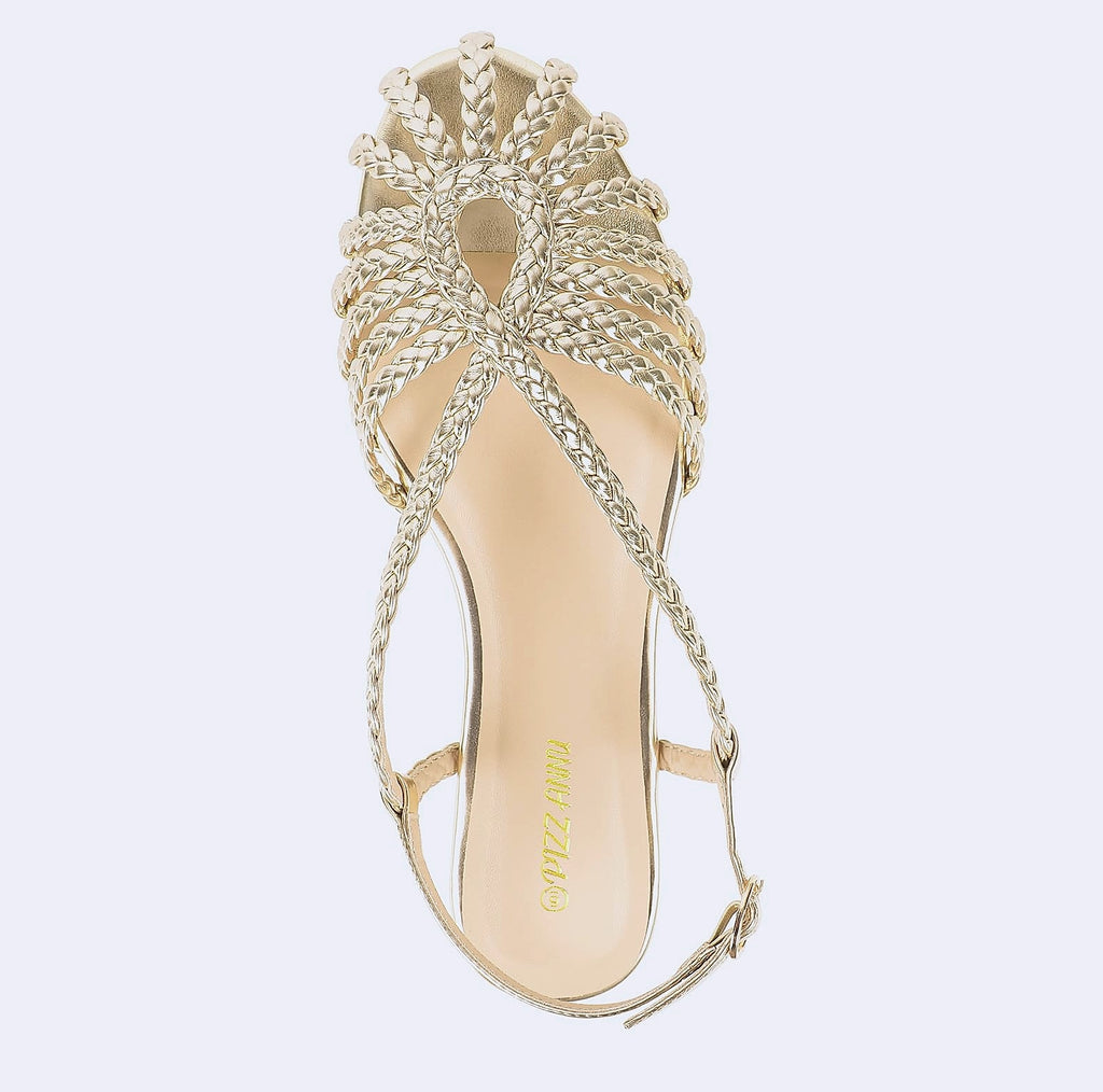 PIZZ ANNU Sophia Braided Flat Sandals Women Walking Shoes