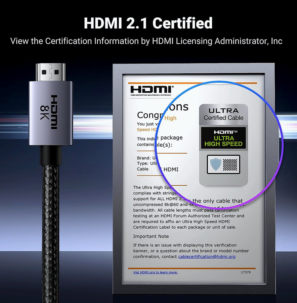 UGREEN 8K HDMI 2.1 Cable 48Gbps 6.6ft High Speed