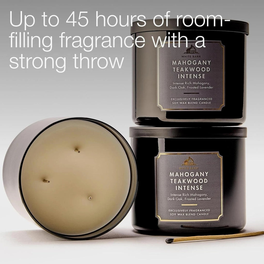 Aromatic 3-Wick Mahogany Teakwood Candle - Lead-Free Elegance, Perfect for Any Occasion
