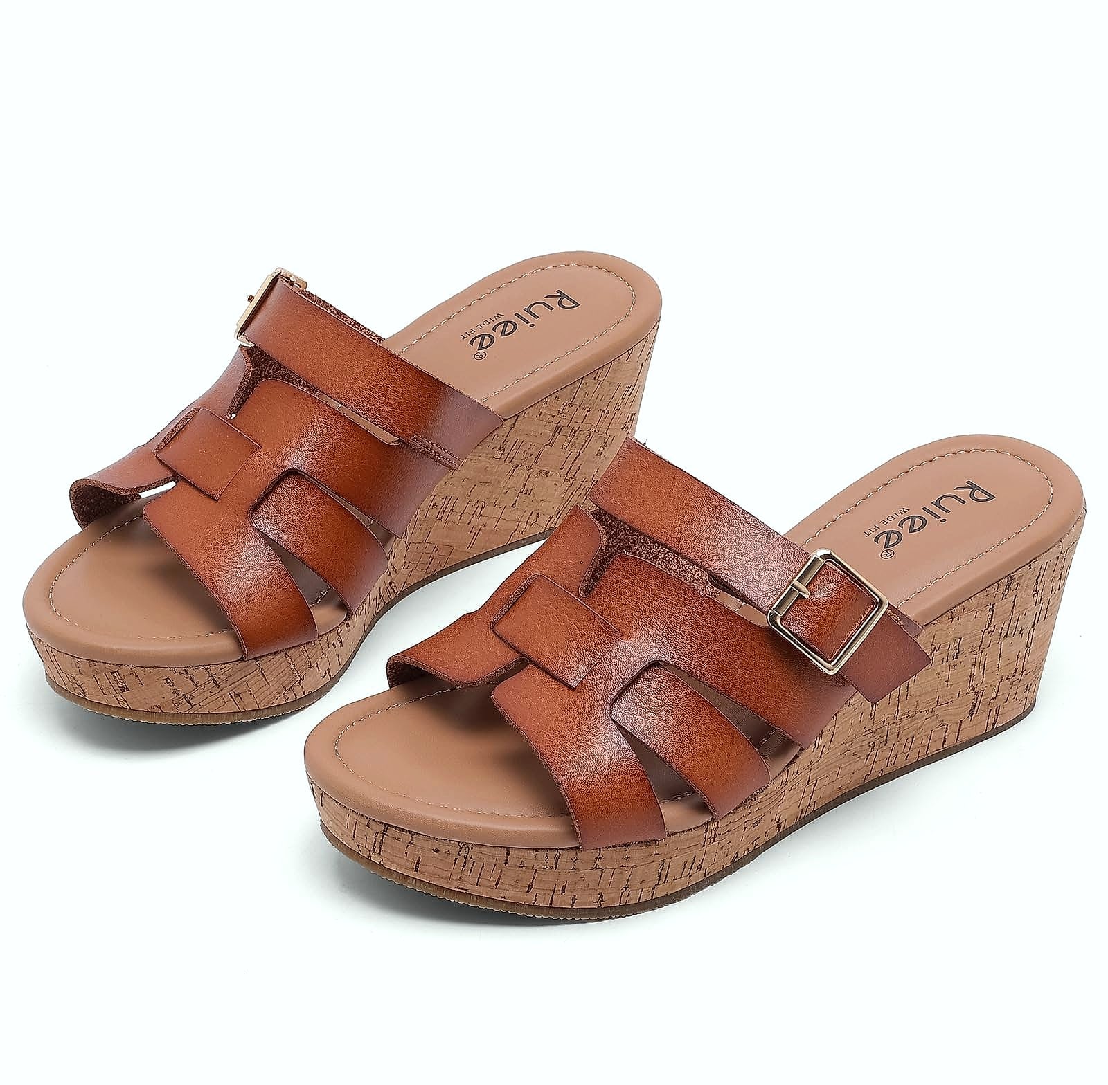 Ruiee Wide Width Wedge Sandals for Women Summer Comfort