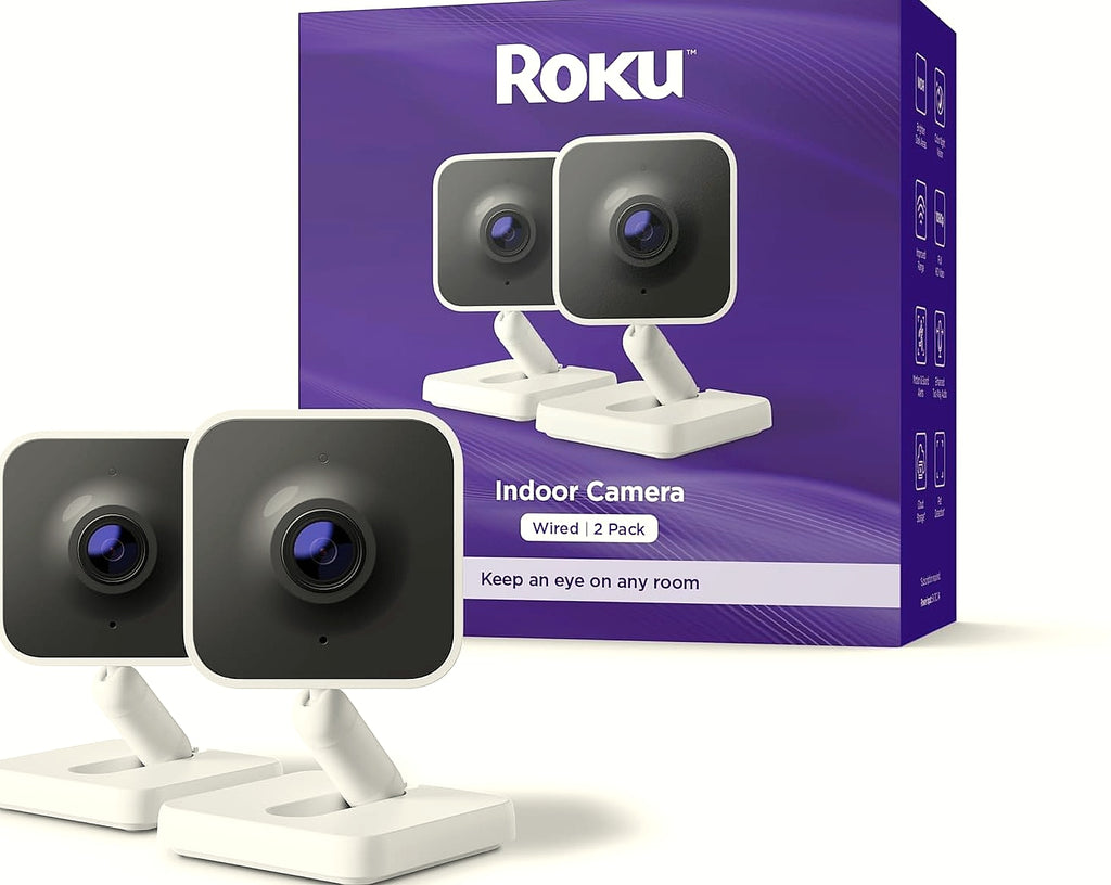 Roku Indoor Camera 2-Pack Wired Home Security with 1080p Night Vision