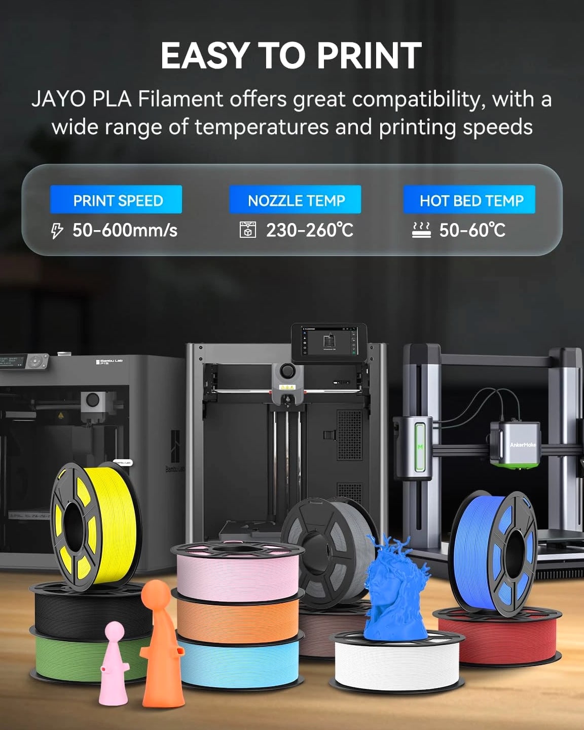 【Buy 5 Pay 3】JAYO 3D Printer Filament PLA 1.75mm 1.1KG/Spool - Fits Most FDM Print