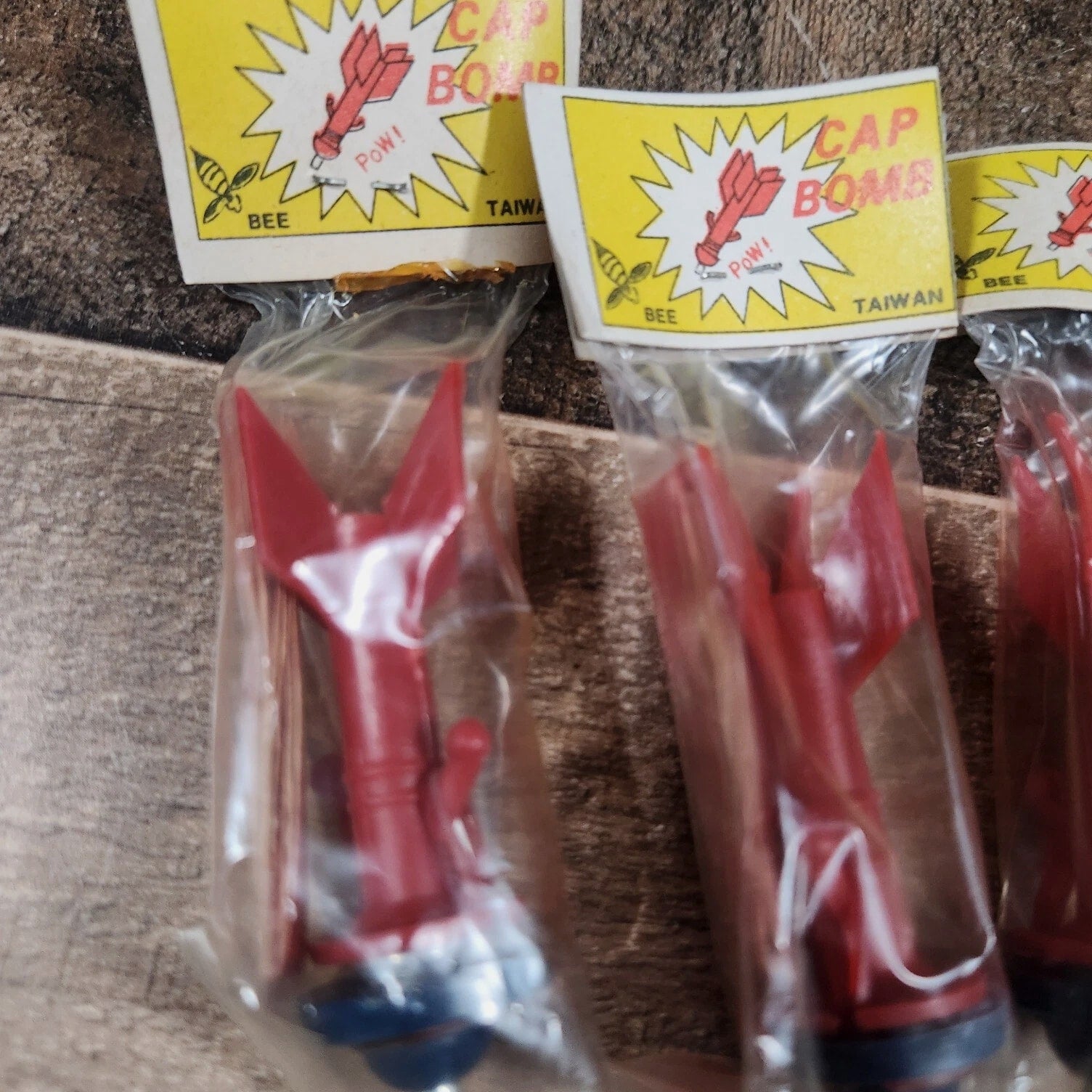 Vintage Lot Of 5 1960s Bee Cap Bomb Toys Missles Shaped Brand New NOS Retro Red