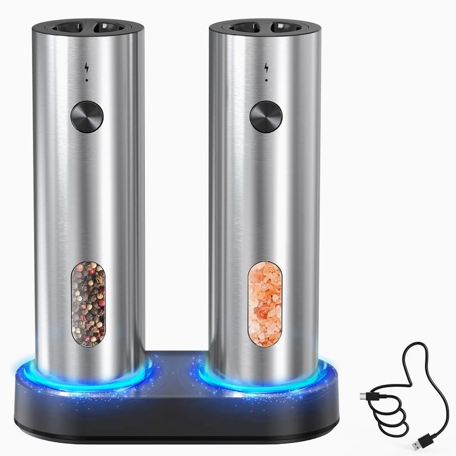 Rechargeable Electric Salt and Pepper Grinder Set Automatic Stainless Steel5785