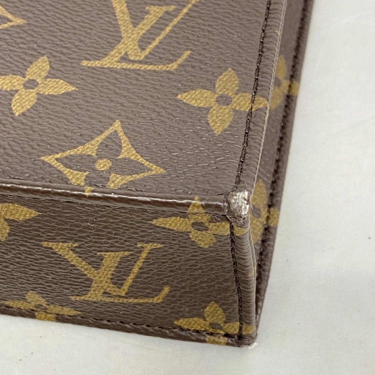 Louis Vuitton Monogram Petite Sac Plat Handbag M81295 Brown 2-way ... GZl1h9rf
