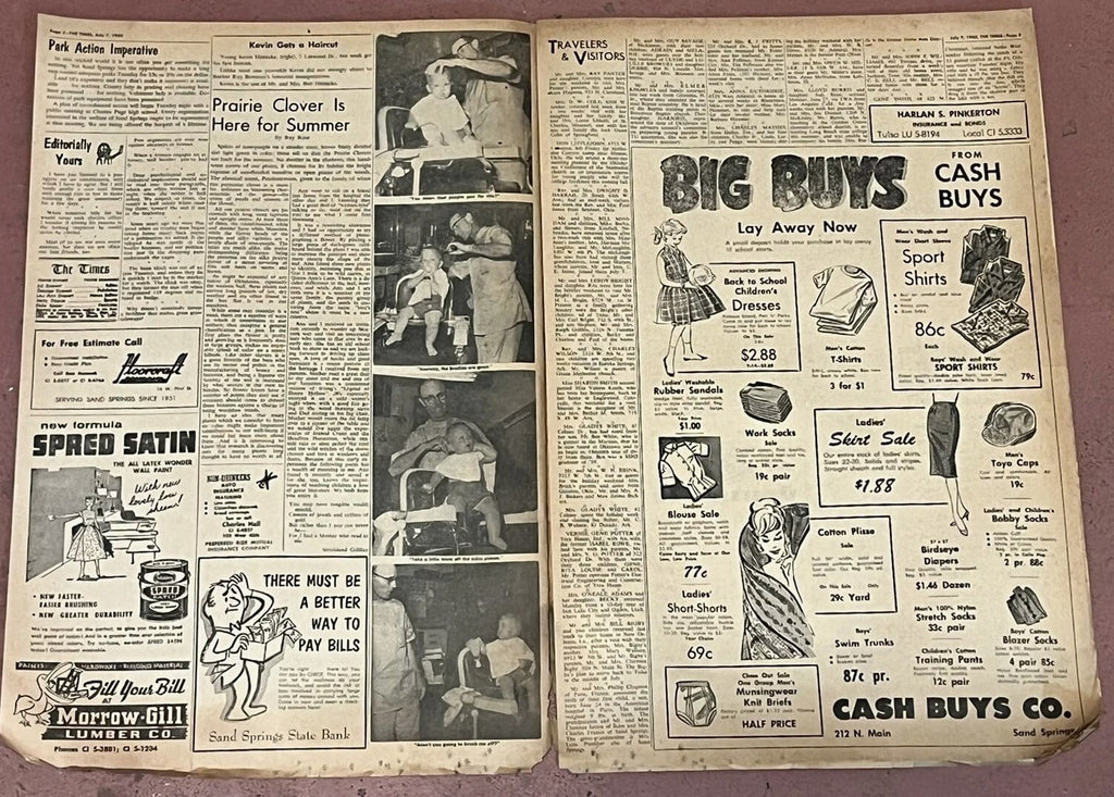 Vintage Newspaper: The Times, Sand Springs OK Antique Advertisements 1960
