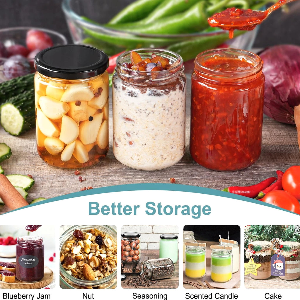 12oz Glass Jars with Lids, 20 Pc Empty Candle Jars for Making Candles, Mason...