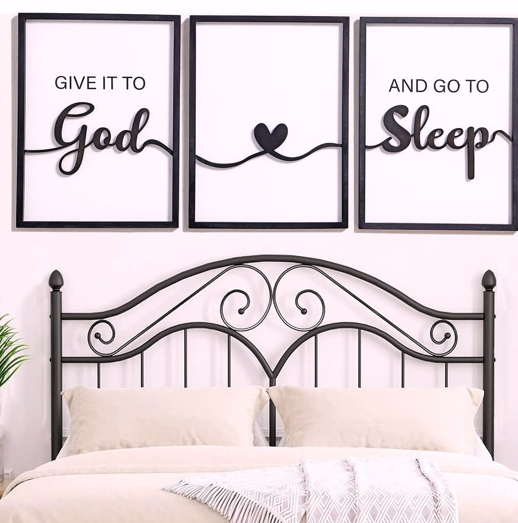 KIOSSUT 3D Wood Give it to God and Go to Sleep Wall Sign Set