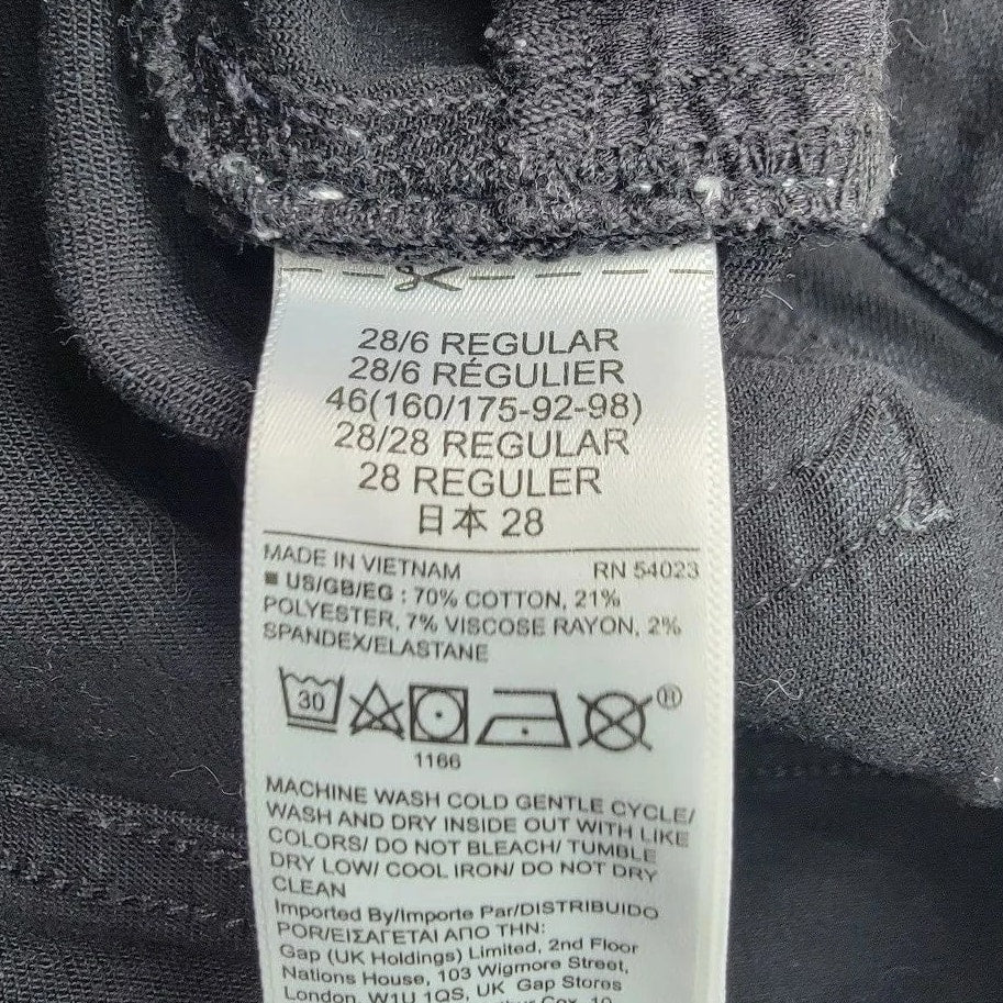 GAP 1969 True Skinny Leg Jeans, Women's Size 6, Dark Wash Black Denim