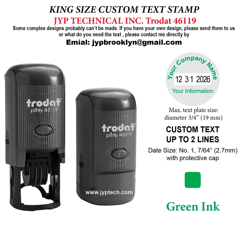 Trodat 46119 Round Rubber Self Inking Stamp 2 Lines Text and Date