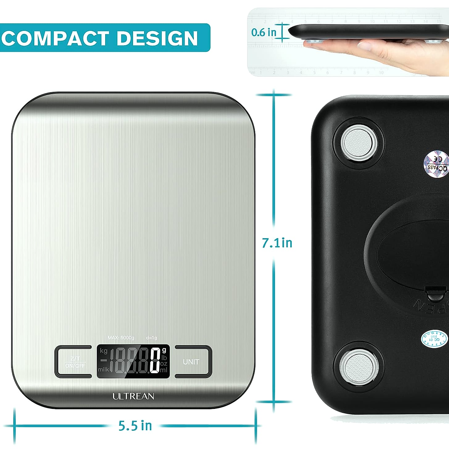 Ultrean Digital Kitchen Scale, 11lb Food Scale with LCD Display