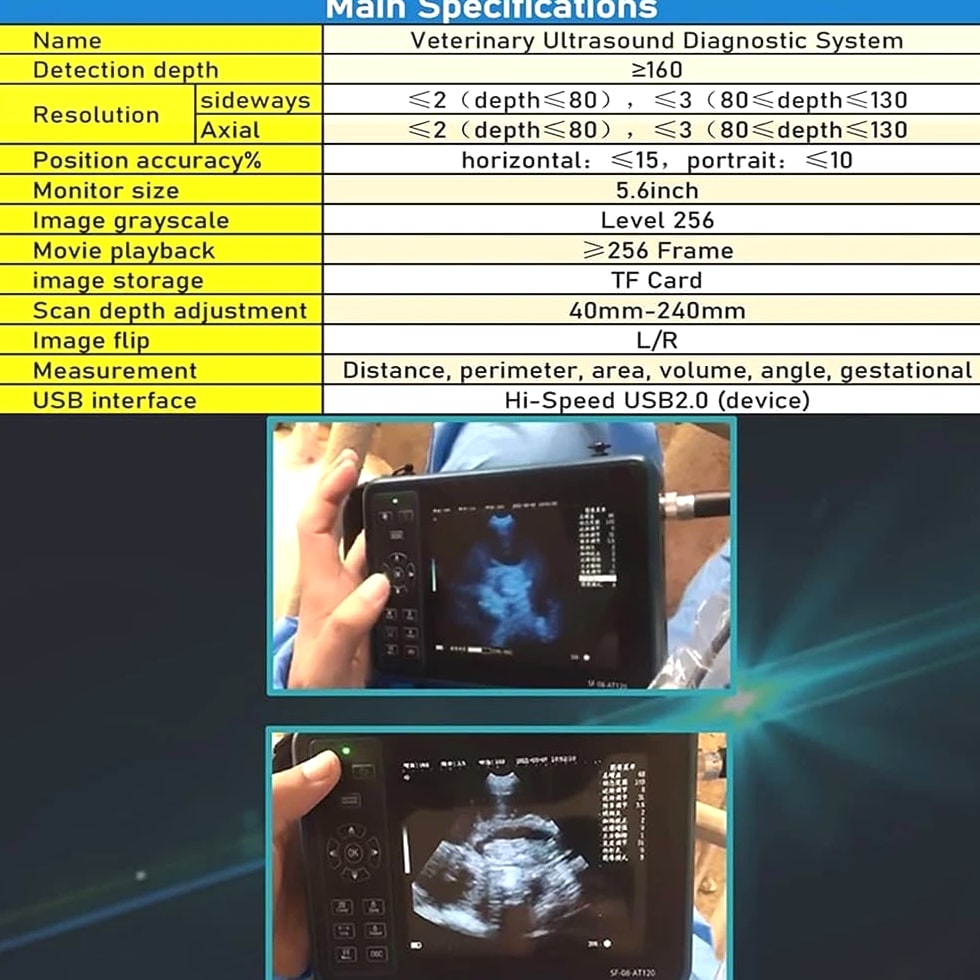 DAWEI Handheld Vet Ultrasound Machine Scanner 6.5MHZ Rectal Probe