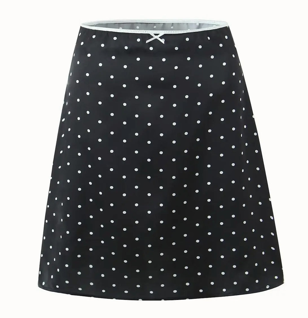 YENKYE Women Vintage Polka Dot A-Line Knee Skirt
