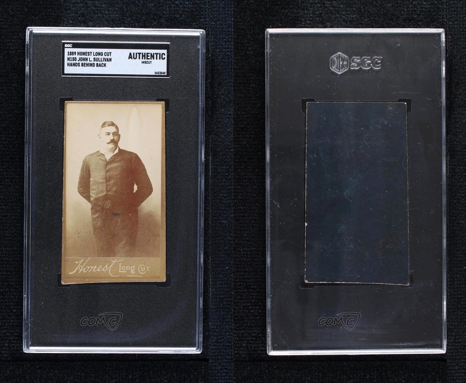 1889 Duke Honest Long Cut N150 John L Sullivan SGC Authentic Miscut Card