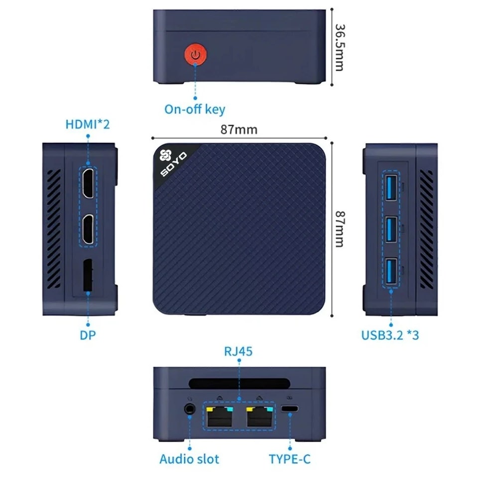 SOYO M4 Mini PC Intel N150 12GB DDR5 512GB SSD Windows 11 Pro Desktop Computer WiFi