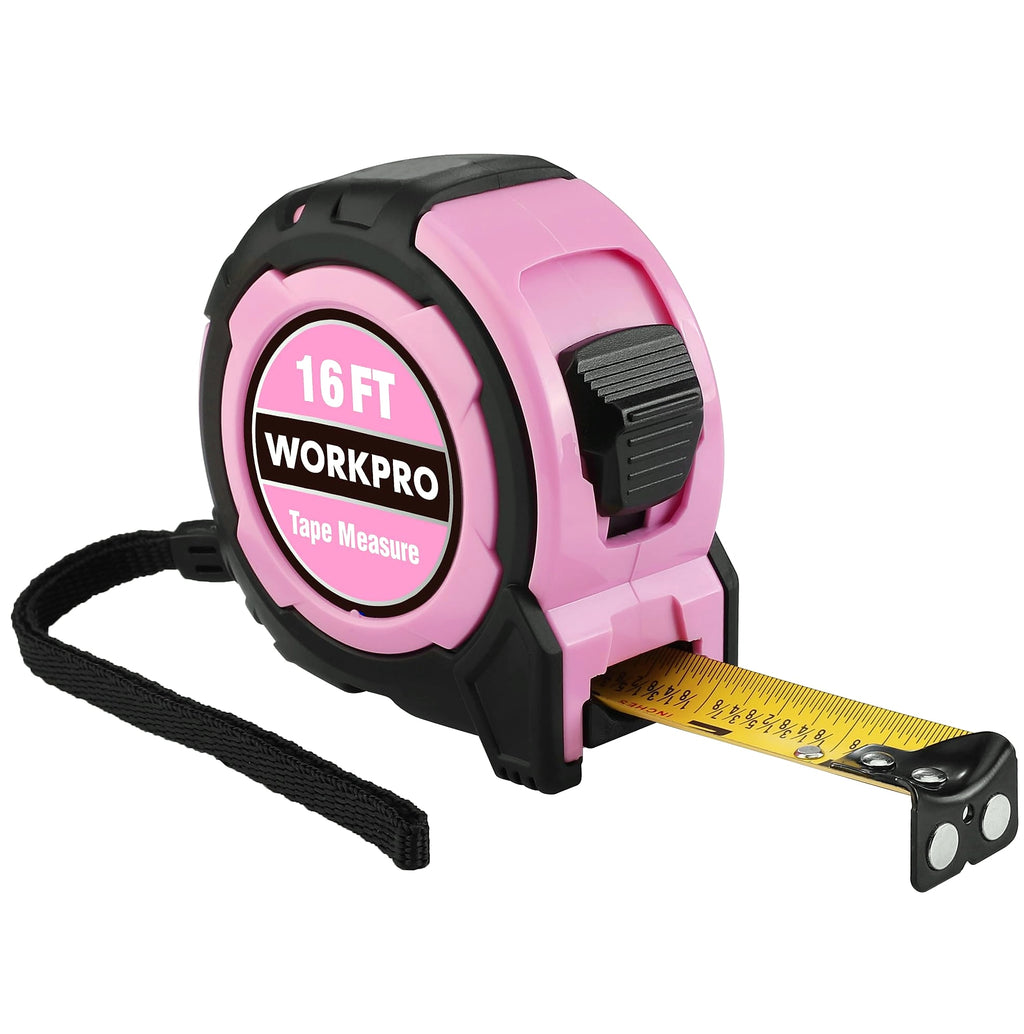 WORKPRO 25FT Pink Tape Measure with Magnetic Hook