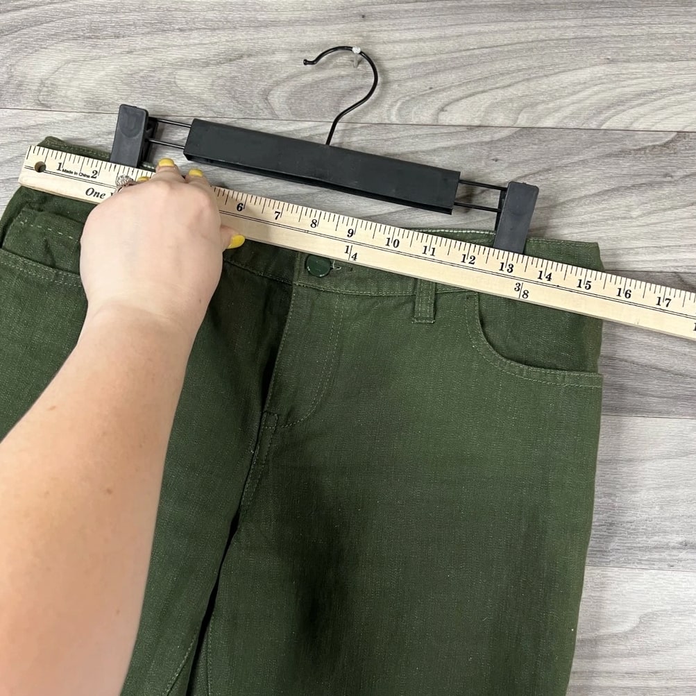 Pilcro & The Letterpress Women's Straight Leg Jeans Green Pockets Medium Wash Size 27