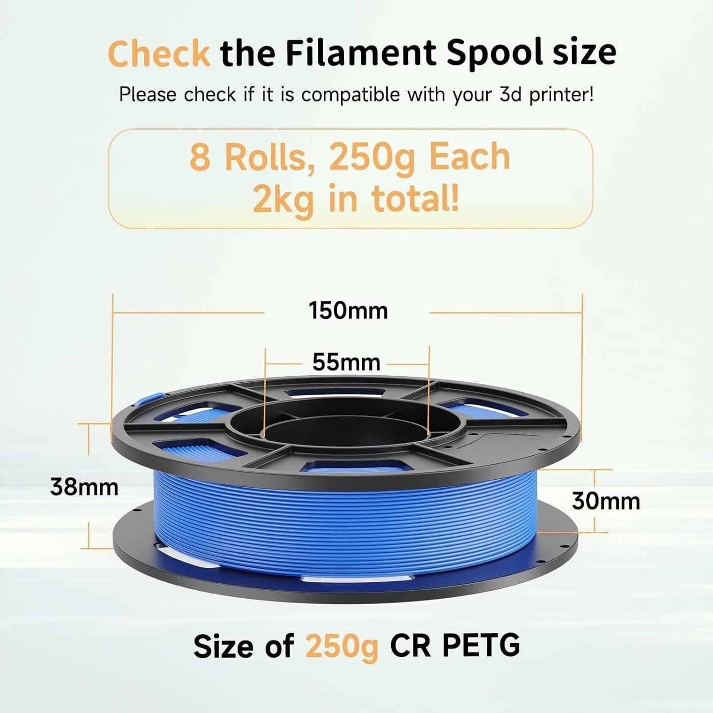 Tangle-Free 2kg CREALITY PETG 8 Color Filament Pack - High-Quality Prints