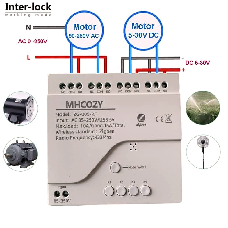 MHCOZY 4CH Zigbee Relay Switch for Home Automation