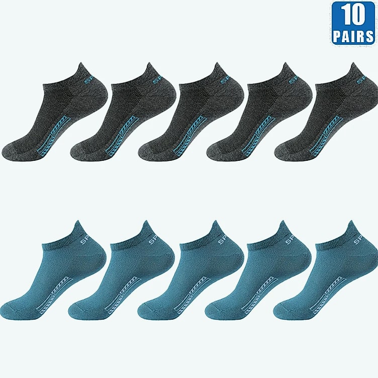 Men's Breathable Mesh Cotton Socks 10 Pairs Short Tube