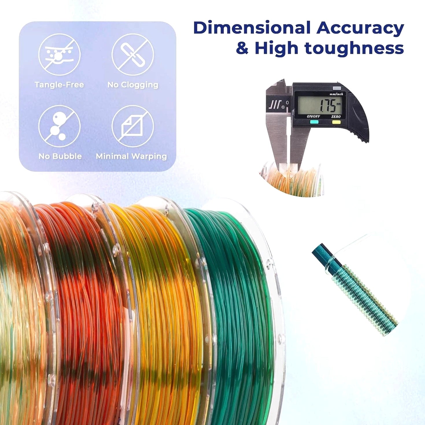 Color Change Flexible TPU 3D Printer Filament Set