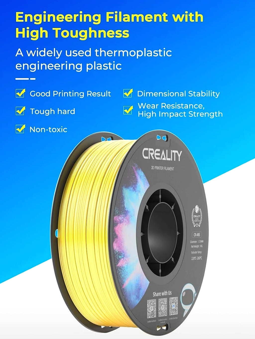 Gray ABS Filament for 3D Printer 1.75mm 1kg