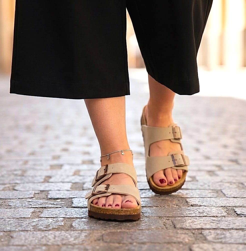 CUSHIONAIRE Lane Cork Footbed Womens Sandals with Arch Support