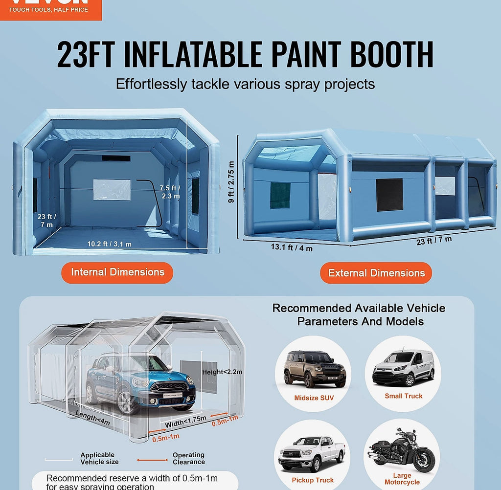 SucceBuy Inflatable Paint Booth with Blowers and Air Filter