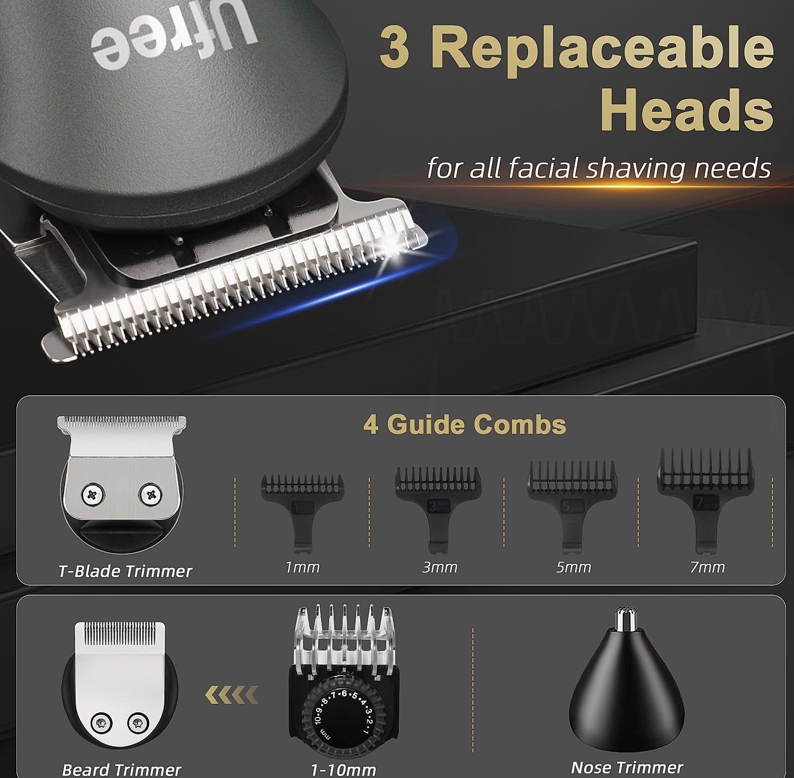 Ufree Cordless Beard Trimmer and Hair Clipper Grooming Kit