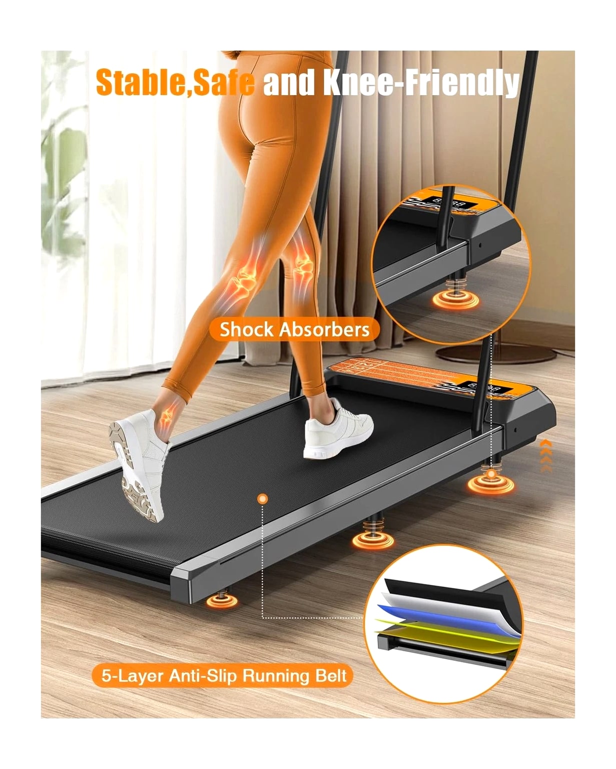 HCOIW Walking Treadmill Pad with Incline - Portable Under Desk Treadmill