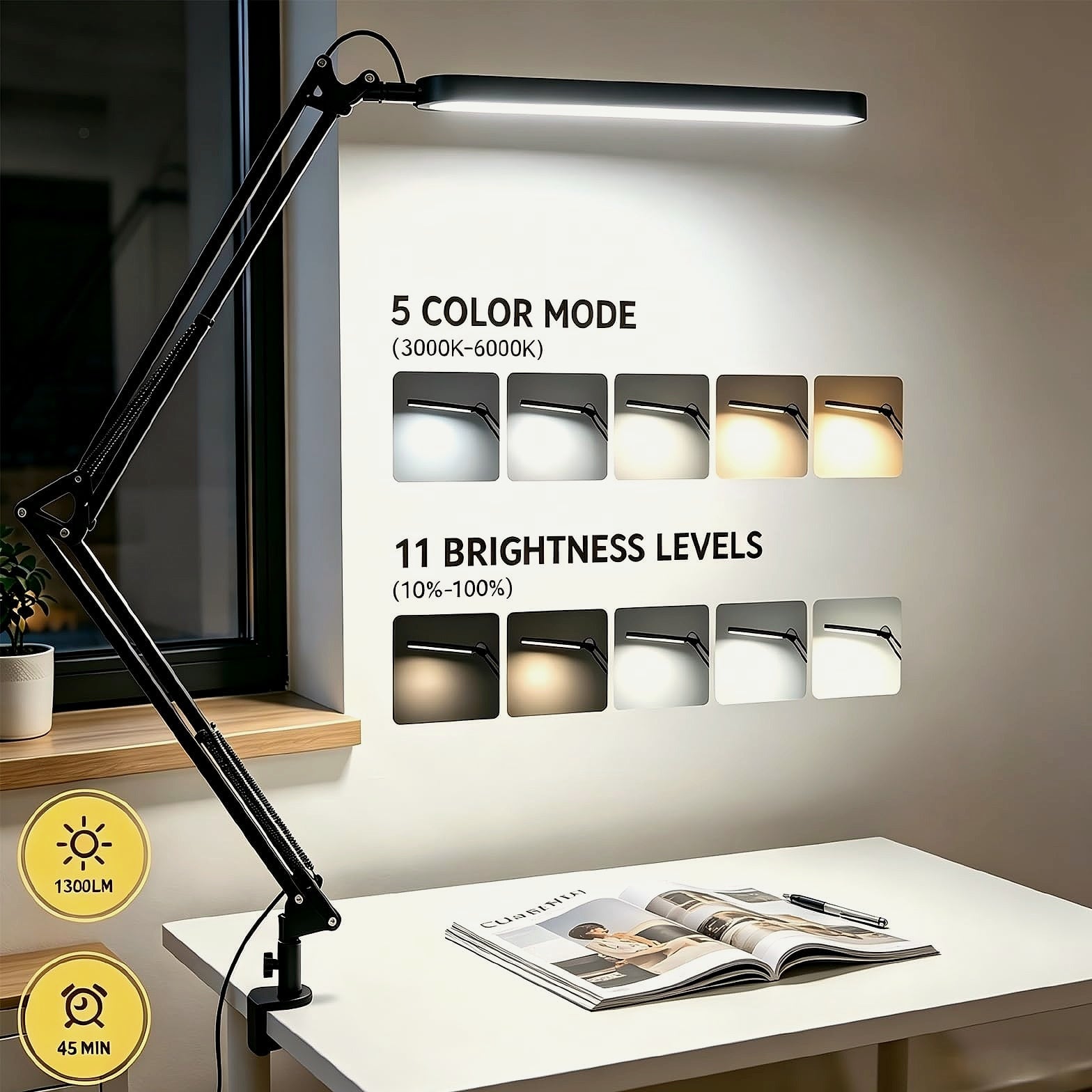 SKYLEO LED Desk Lamp with Memory Function and Adjustable Arm
