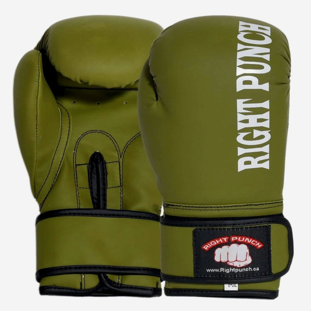 Boxing Gloves Punch Bag Leather Pro Kick Fight Gym Punching Training Mitts olive