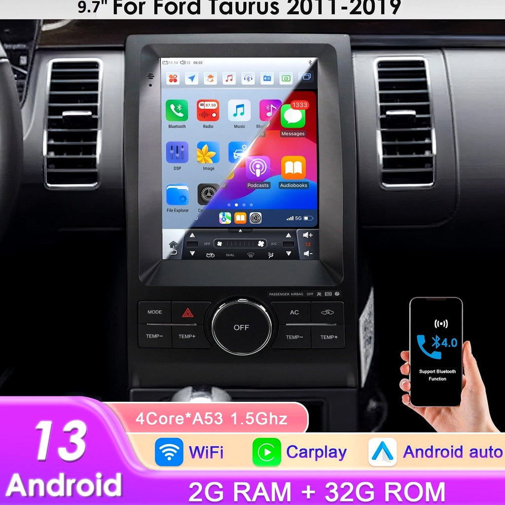 for Ford Taurus 2010-2018 Touch Screen 9.7" GPS WiFi BT Carplay Radio Multimedia