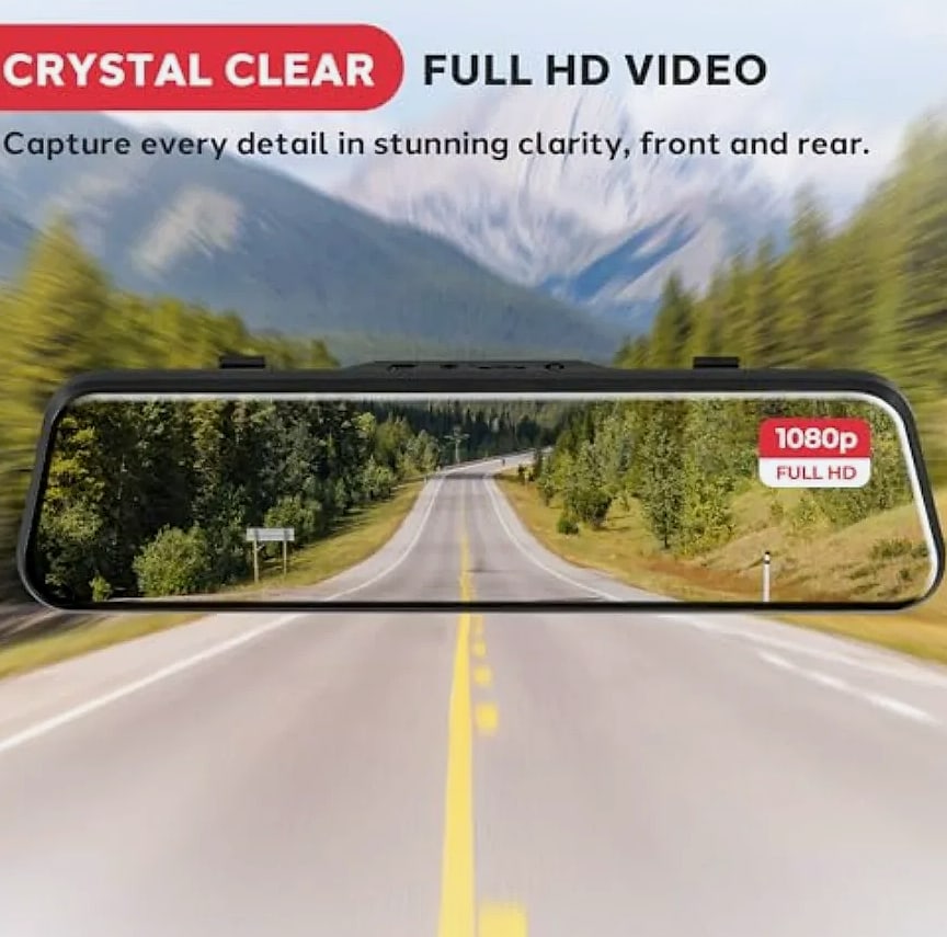Dual Dash Cam Rearview Mirror 1080p Front and Rear