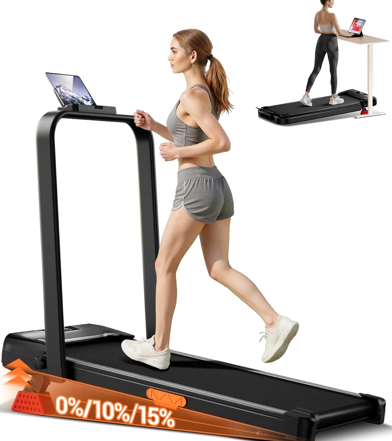 4-In-1 Portable Under Desk Treadmill, Foldable Walking Pad, 300 LBS Capacity